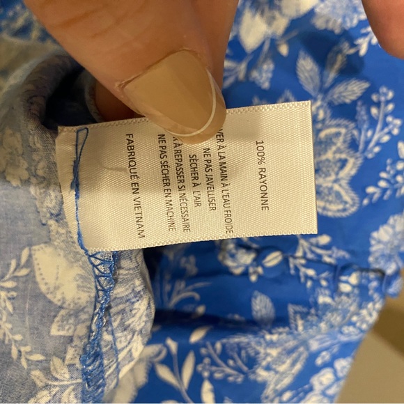 Pinkblush Blue Floral Paisley Button Front 3/4 Sleeve Maternity Top - Picture 12 of 13